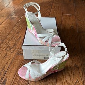 Coach Allie Baby patchwork wedges size 9